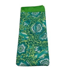 Handmade Quilted Eyeglass Case Blue, Green and White Boho Floral Pattern NEW
